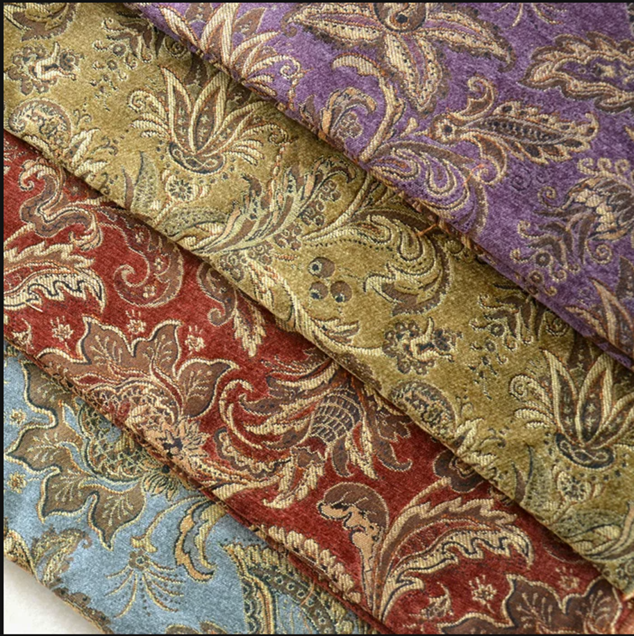 Interior Design Home Decor - Chenille Classical Jacquard Fabric Flower Striped