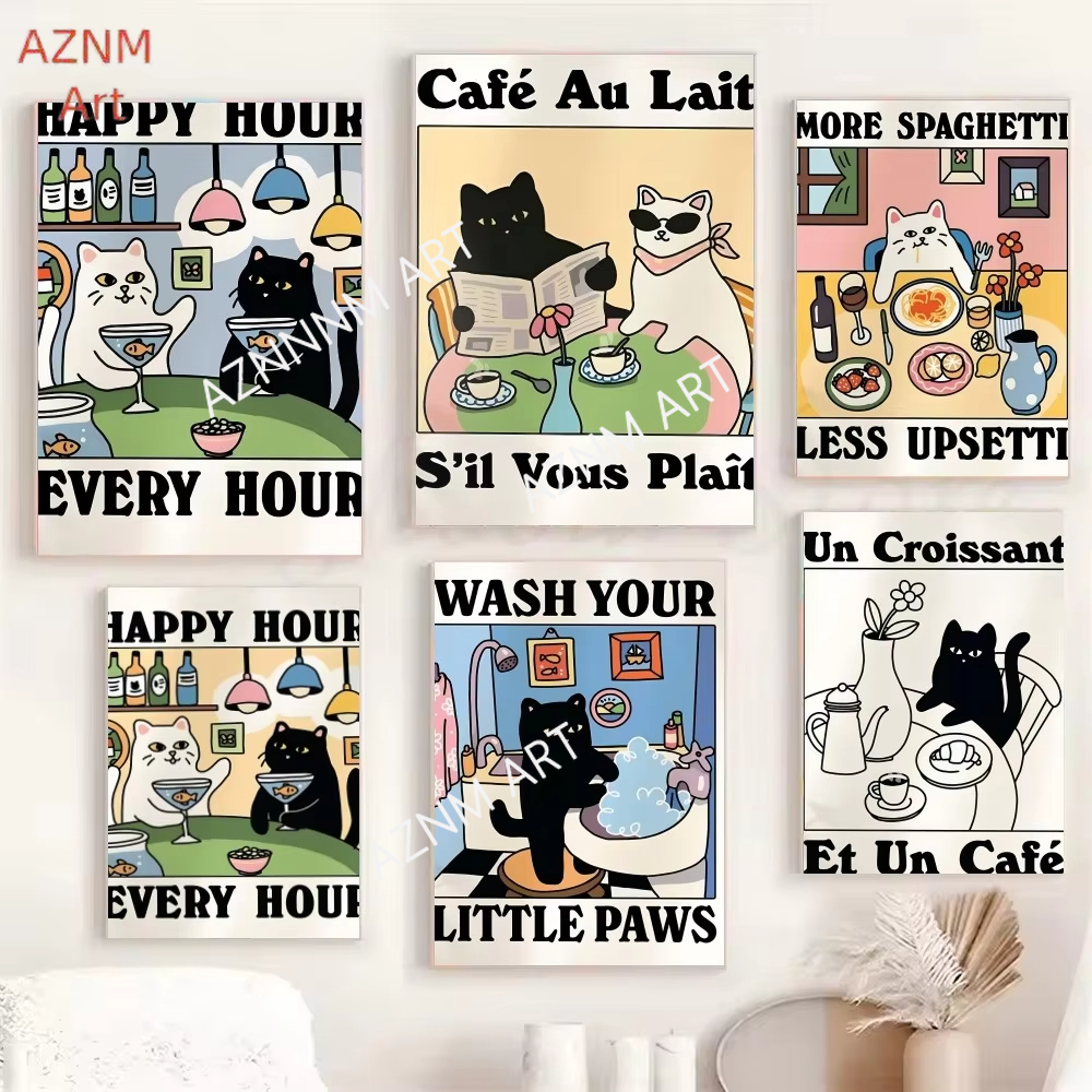 1PC Wash Your Paws Cat Poster  – обзор и цена Interior Design Apartment