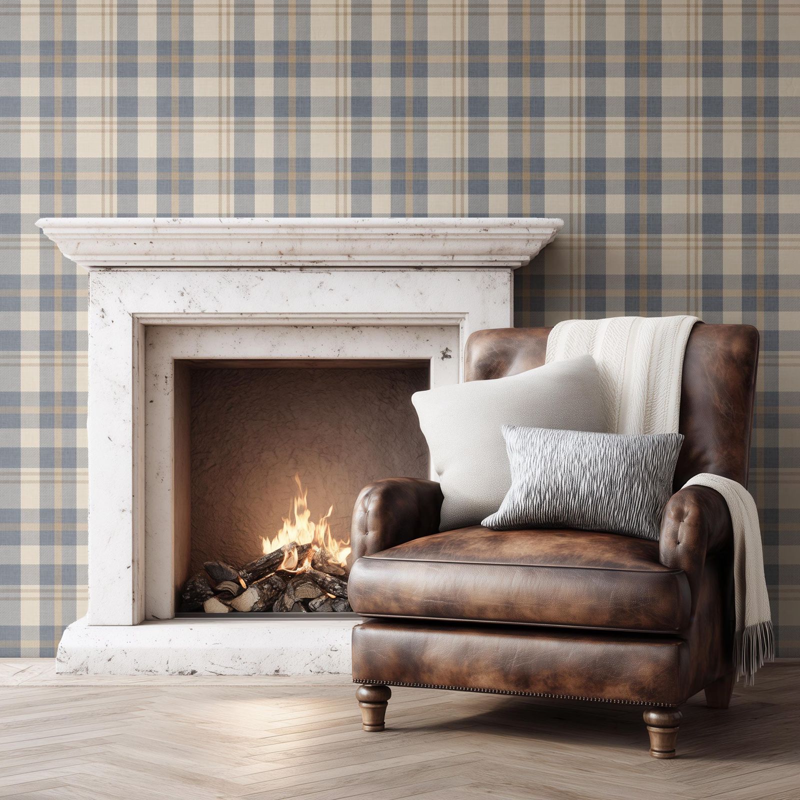 Neutral Blue and Beige Plaid W – обзор и цена Interior Design Scandinavian