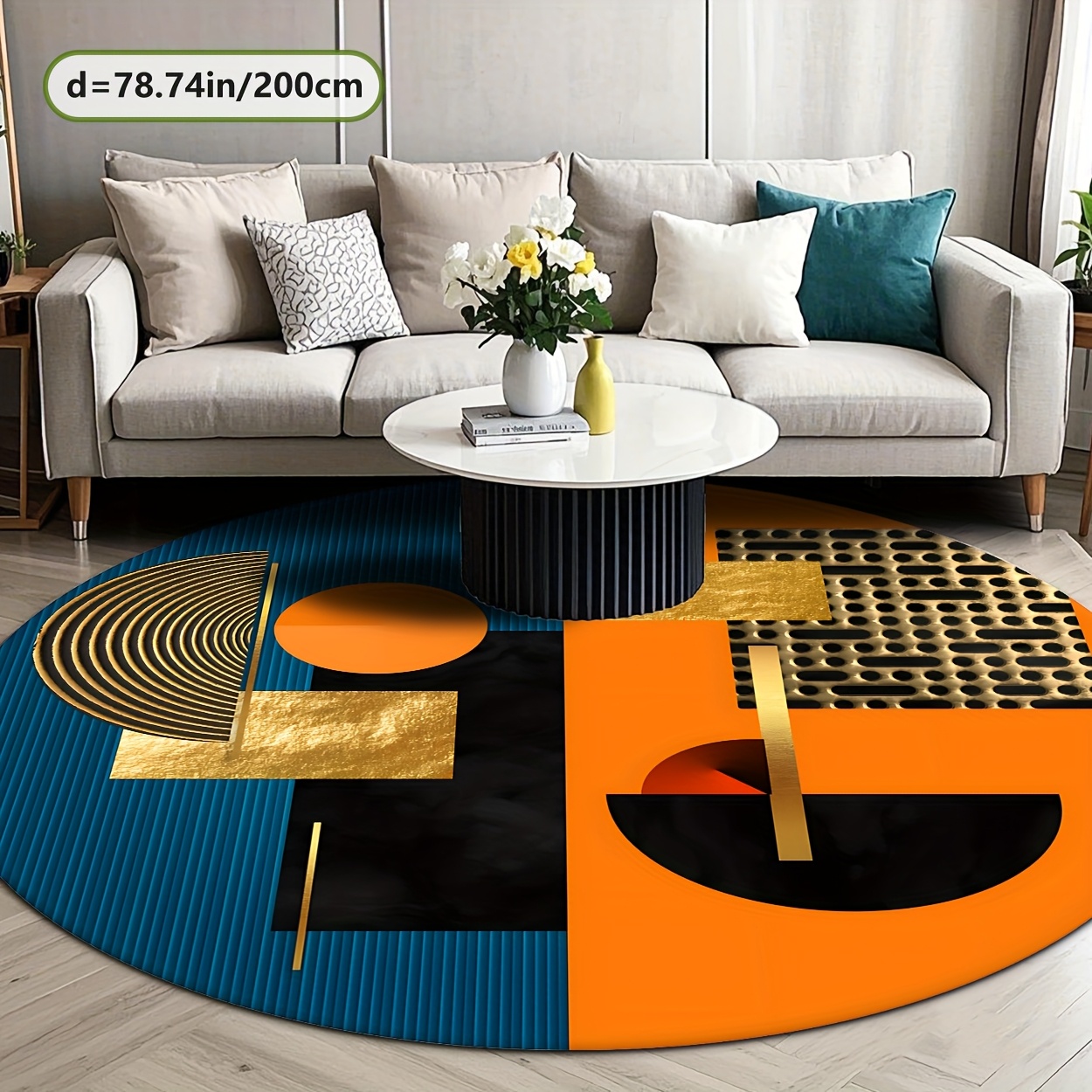 Orange Blue Gold Abstract Geom – обзор и цена Interior Design Luxury Living Room