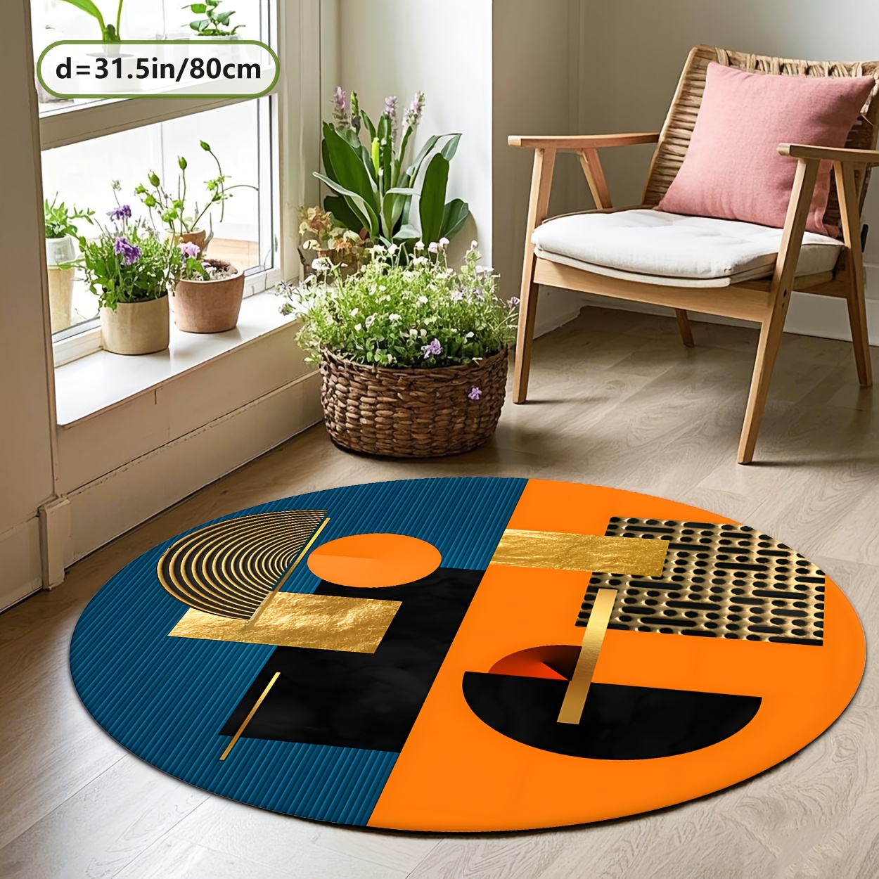 Orange Blue Gold Abstract Geom – обзор и цена Interior Design Luxury Living Room