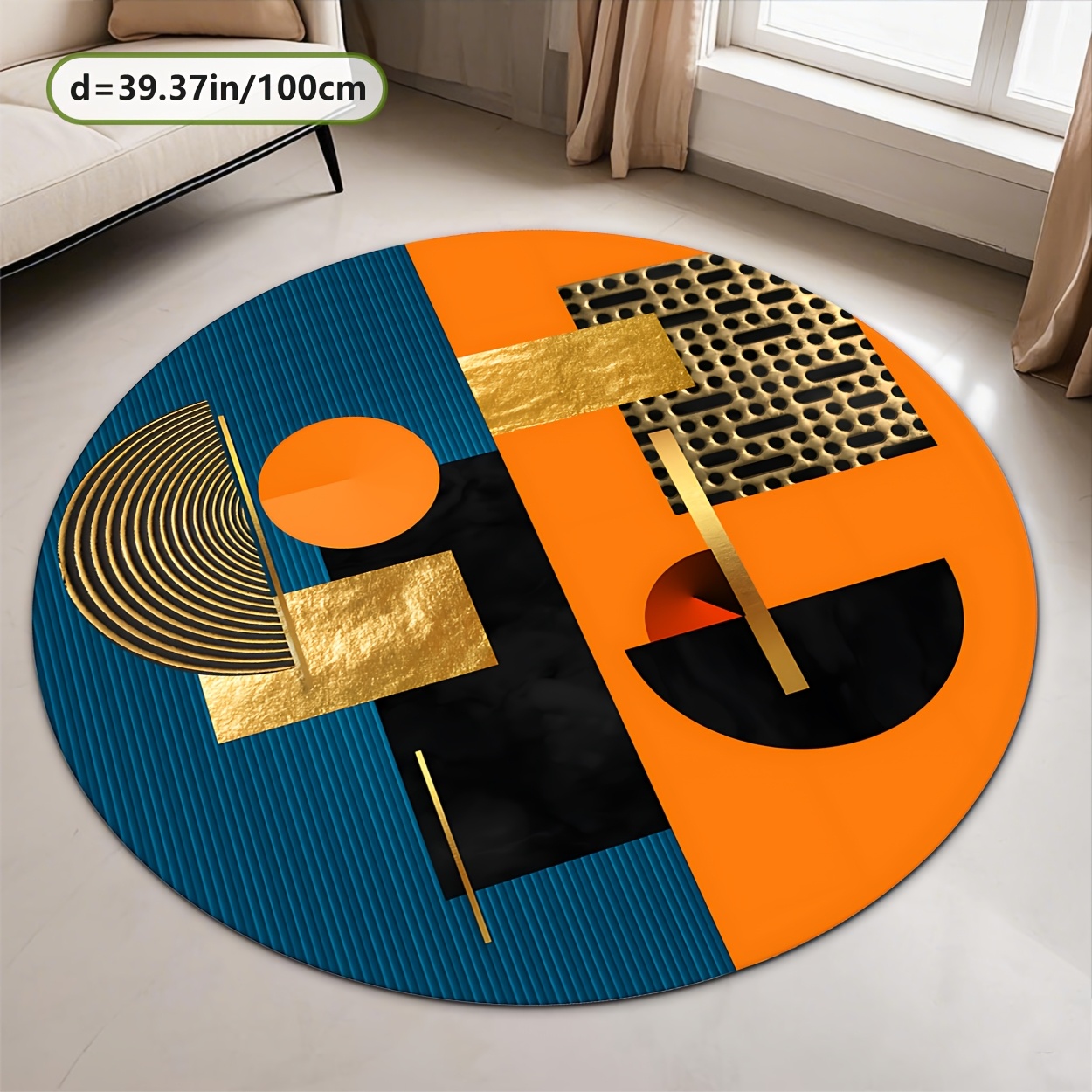 Orange Blue Gold Abstract Geom – обзор и цена Interior Design Luxury Living Room